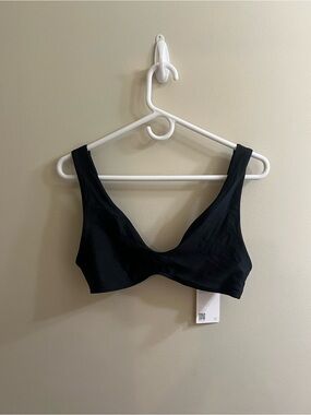 Quince Italian Plunge Bikini Top In Black Women’s Large NWT